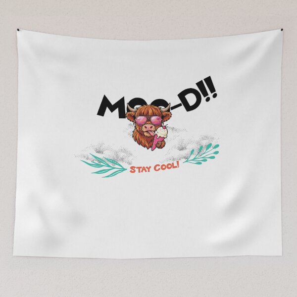 Item preview, MOO-D Highland Cow Stay Cool — funny Highland cow with sunglasses & ice cream designed and sold by BoosterShop.
