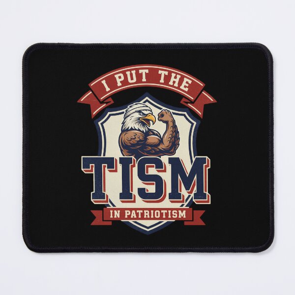 Item preview, I Put The Tism In Patriotism - Funny Muscular Eagle Varsity Badge Autism Humor designed and sold by DONT ASK CLUB.