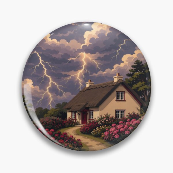 Item preview, RAY Storm Cottage | Cozy Cottage Garden Lightning Landscape Art designed and sold by RAYapparel.