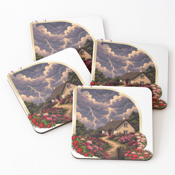 Item preview, RAY Storm Cottage | Cozy Cottage Garden Lightning Landscape Art designed and sold by RAYapparel.