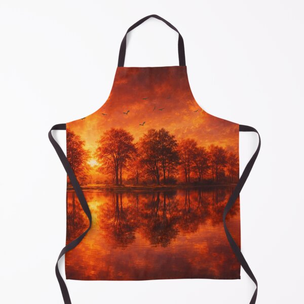 Item preview, Fiery Crimson Red Sunset Lake Reflection Landscape Art designed and sold by Joey Santiago.