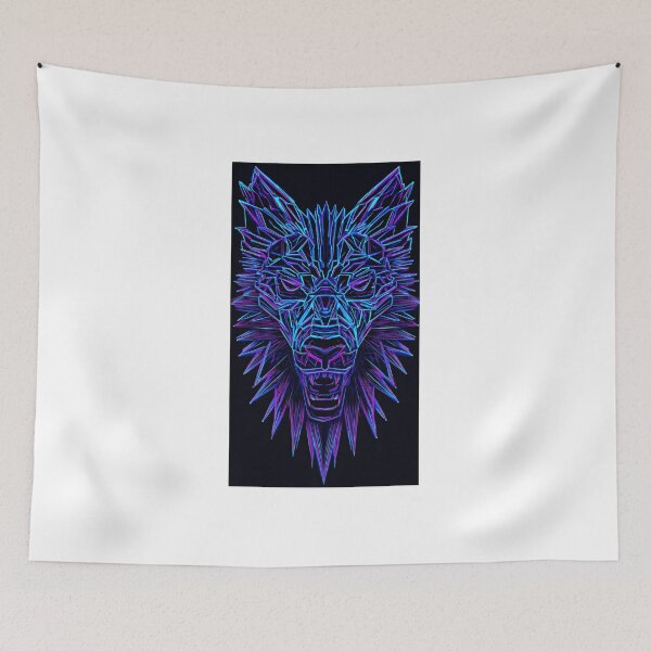 Item preview, Neon Geometric Cyberpunk Wolf Head designed and sold by VRD Arena.