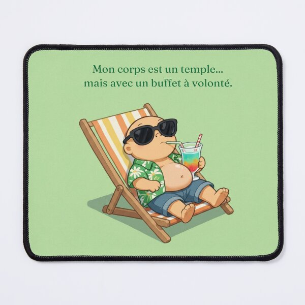 Item preview, A pot-bellied man sipping fruit juice on a deckchair designed and sold by Art70shop.