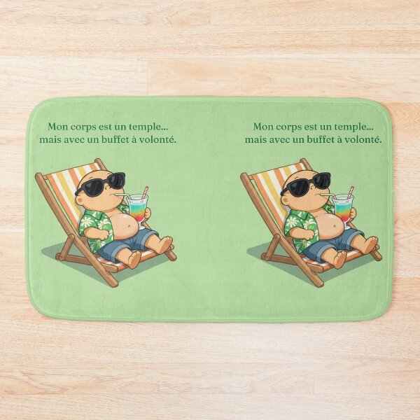 Item preview, A pot-bellied man sipping fruit juice on a deckchair designed and sold by Art70shop.