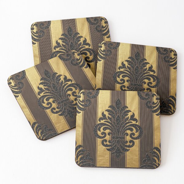 Item preview, Striped Brown & Gold Faux Texture Damask designed and sold by DesignsByPrnces.
