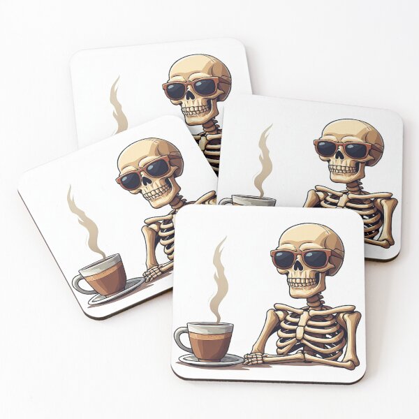 Item preview, Cool Skeleton With Coffee Enjoying Relaxed Morning ☕ designed and sold by Cute Animals And Royal Art.