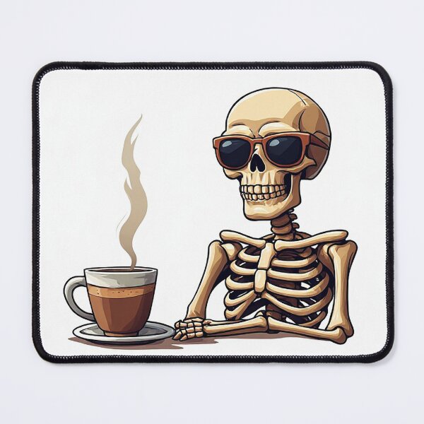 Item preview, Cool Skeleton With Coffee Enjoying Relaxed Morning ☕ designed and sold by Cute Animals And Royal Art.