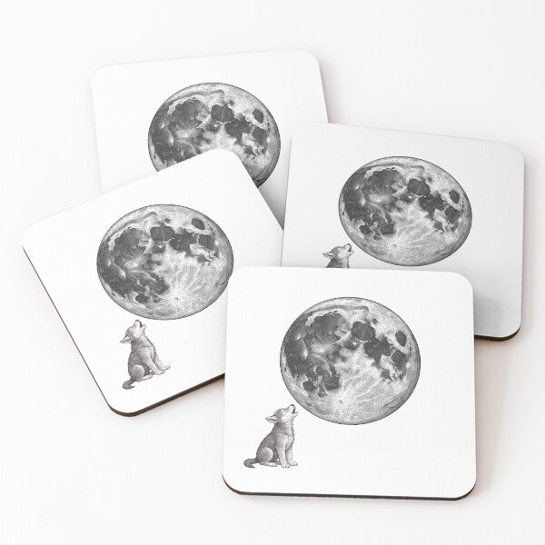 Artikelvorschau, Illustration von Hund, Wolf und Mond – inspiriert von Noah Kahan entworfen und verkauft von secondcityshore.
