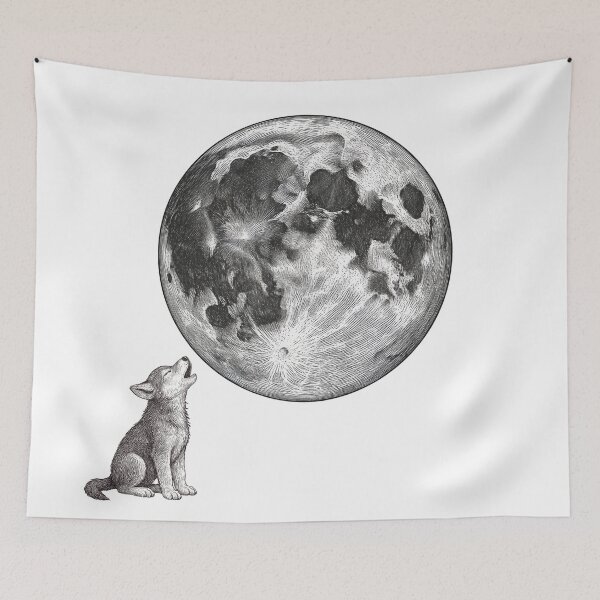 Item preview, Dog Wolf and Moon Illustration - Noah Kahan Inspired designed and sold by secondcityshore.