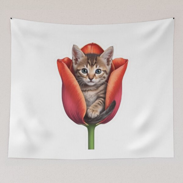 Item preview, Tulip Kitty Kawaii Sticker designed and sold by Stylestickers55.