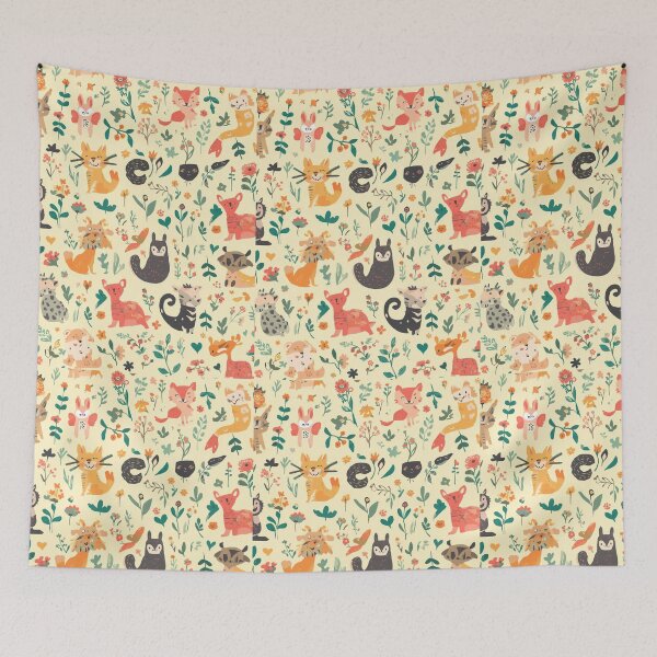 Item preview, Cute Woodland Animal Pattern – Whimsical Forest Friends & Wildflowers designed and sold by My Gluten Free Life UK.