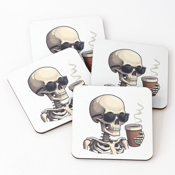 Item preview, Skeleton Wearing Sunglasses Sipping Morning Coffee ? designed and sold by Cute Animals And Royal Art.