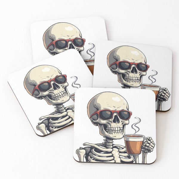 Item preview, Relaxed Skeleton With Coffee Cup And Shades designed and sold by Cute Animals And Royal Art.