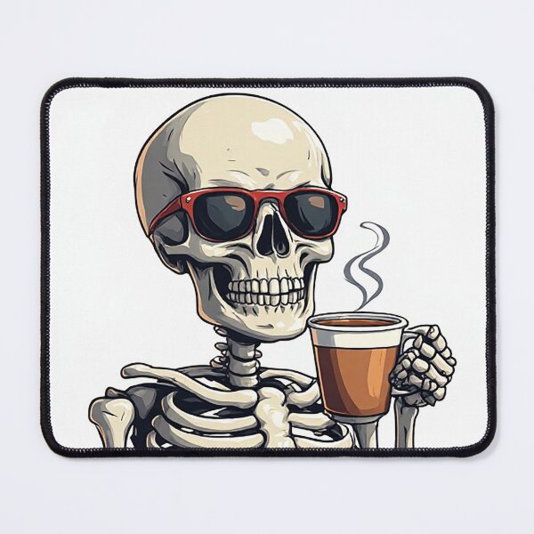 Item preview, Relaxed Skeleton With Coffee Cup And Shades designed and sold by Cute Animals And Royal Art.