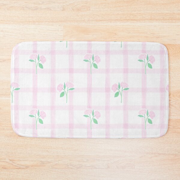 Item preview, Watercolor Pink Hydrangea Floral Seamless Gingham Pattern designed and sold by anigui.