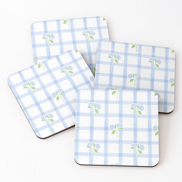 Item preview, Watercolor Blue Hydrangea Floral Seamless Gingham Pattern designed and sold by anigui.