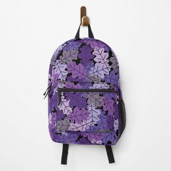 Item preview, Seamless Pattern of Purple Oak Leaves on Black Background designed and sold by PowerAntShop.