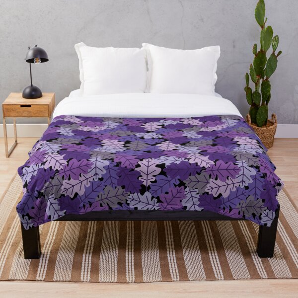 Item preview, Seamless Pattern of Purple Oak Leaves on Black Background designed and sold by PowerAntShop.