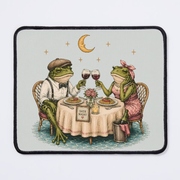 Item preview, Vintage Cottagecore Frog Couple Date Night Spaghetti Illustration designed and sold by BeataPrint.