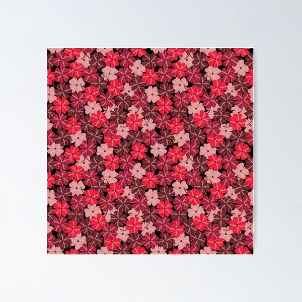Item preview, Seamless Pattern of Red and Pink Flowers on Black Background designed and sold by PowerAntShop.