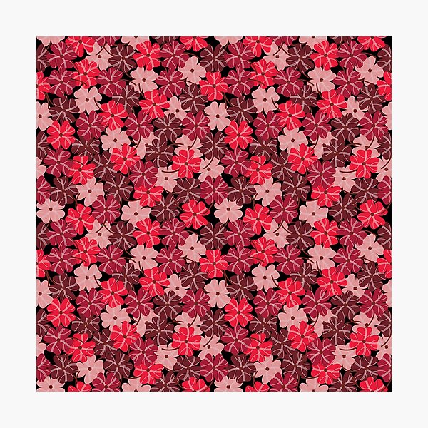 Item preview, Seamless Pattern of Red and Pink Flowers on Black Background designed and sold by PowerAntShop.