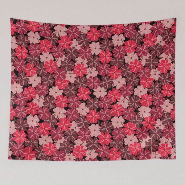 Item preview, Seamless Pattern of Red and Pink Flowers on Black Background designed and sold by PowerAntShop.
