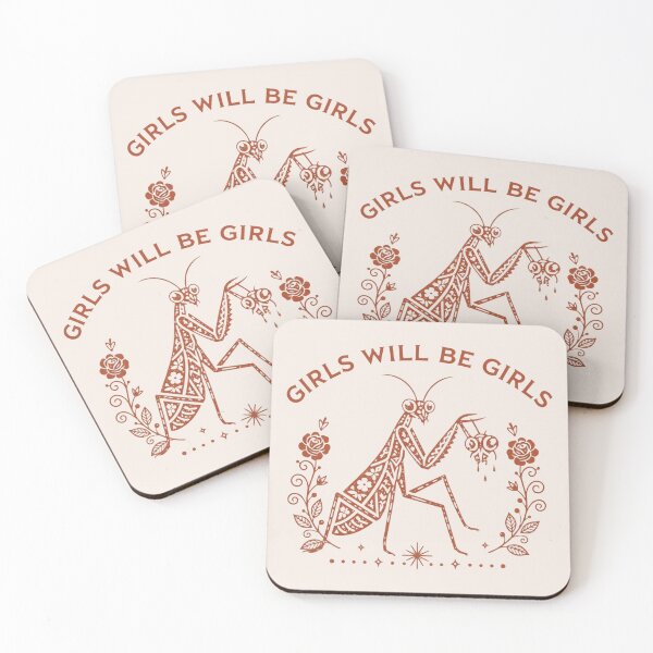Item preview, Girls Will Be Girls Praying Mantis, Feminist, Vintage Botanical Mantis, Nature Lover Gift designed and sold by toongstudio.