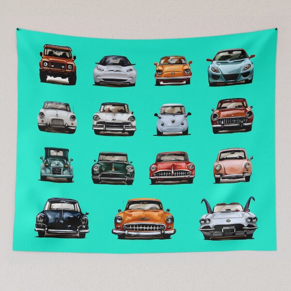 Item preview, Car Collector's Grid - Colorful Vintage and Sports Cars Illustration designed and sold by Structure-Blue.