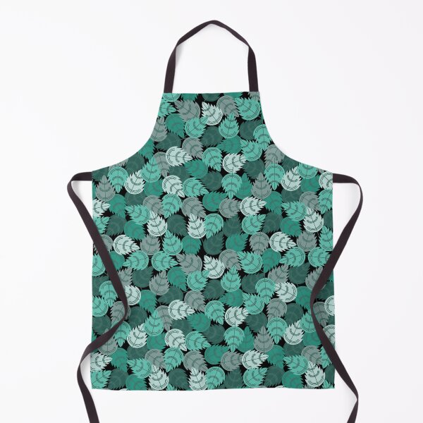 Item preview, Seamless Botanical Pattern of Turquoise Leaves on Black Background designed and sold by PowerAntShop.