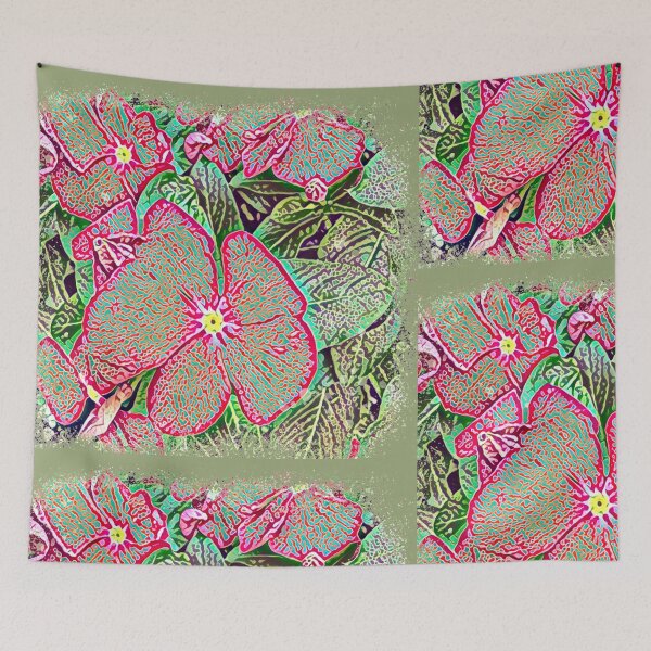 Item preview, Psychedelic Red Periwinkle Flower Digital Painting Art designed and sold by BalkanBloom.