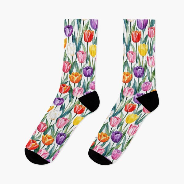 Item preview, Tulip Field Mixed Color Watercolor Seamless Floral Pattern designed and sold by Inkworksbyshery.