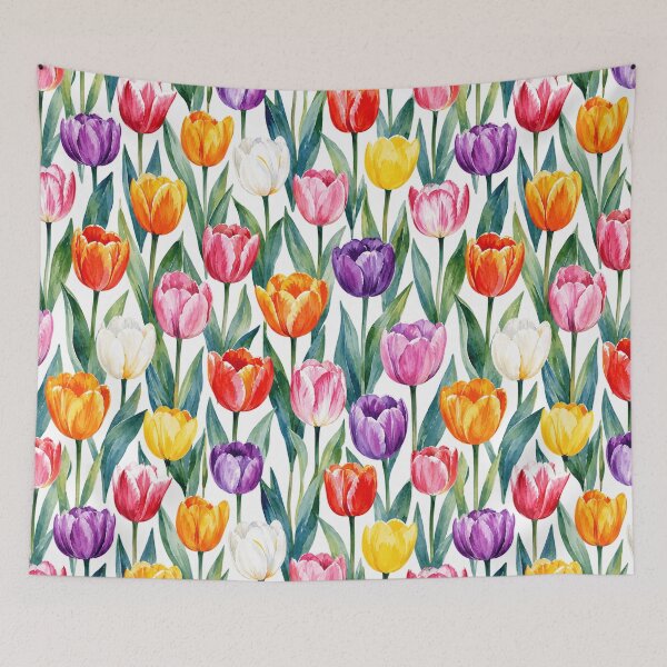 Item preview, Tulip Field Mixed Color Watercolor Seamless Floral Pattern designed and sold by Inkworksbyshery.