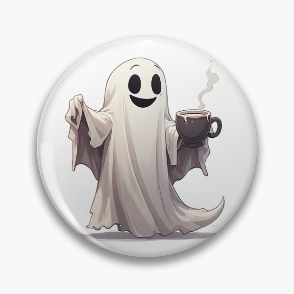 Item preview, Cute Ghost Holding Coffee For Cozy Mornings designed and sold by Cute Animals And Royal Art.