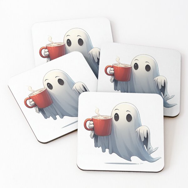 Item preview, Friendly Ghost Enjoying A Fresh Cup Of Coffee designed and sold by Cute Animals And Royal Art.