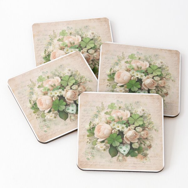 Item preview, Botanical vintage roses and clover arrangement designed and sold by olenapetol.