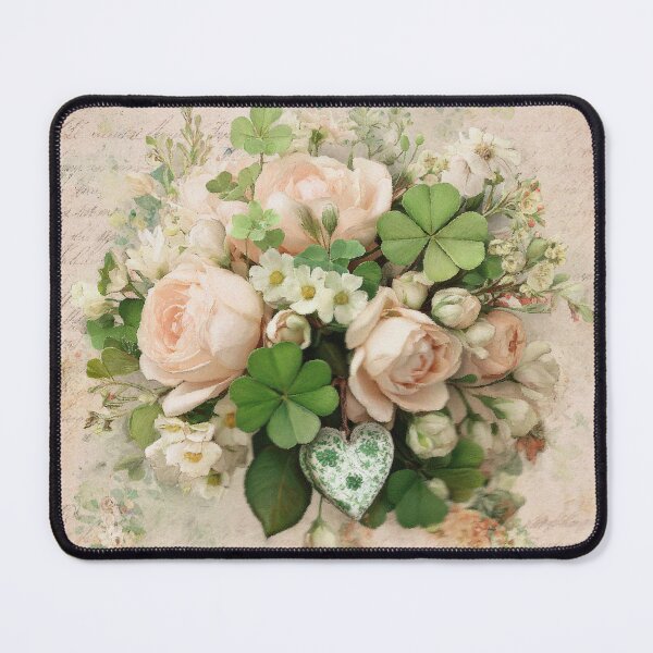 Item preview, Botanical vintage roses and clover arrangement designed and sold by olenapetol.