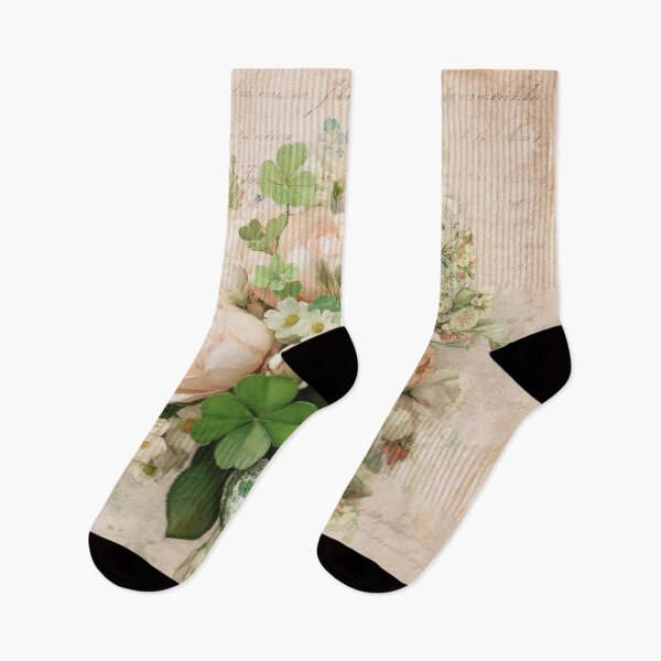 Item preview, Botanical vintage roses and clover arrangement designed and sold by olenapetol.