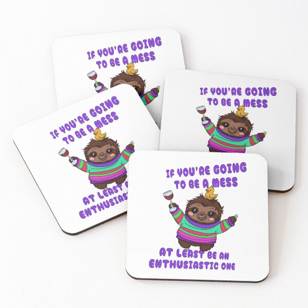 Item preview, Funny Enthusiastic Sloth Wine Drinking Hot Mess Cartoon designed and sold by MandaMarieArt.