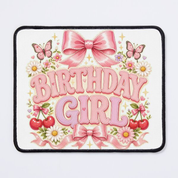 Item preview, irthday Girl Cute Pink Coquette Bow Floral Design designed and sold by CatalystAI.