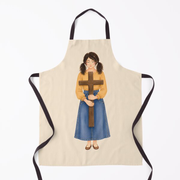 Item preview, Held by Grace – Christian Girl with Wooden Cross Watercolor designed and sold by Stubblejumper Artworks.