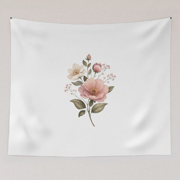 Item preview, Vintage Watercolor Pink and White Flower Bouquet designed and sold by DreamArtis.