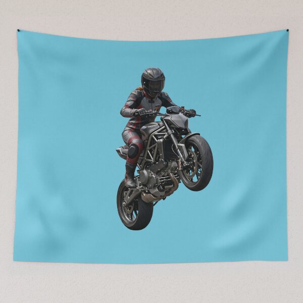Item preview, Sportbike Rider Doing a Wheelie - Streetfighter Motorcycle Art designed and sold by Utopian-Magic.