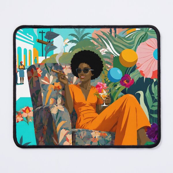 Item preview, Havana Tropical Vacation Afro Woman Cigar Print designed and sold by K Design Store.