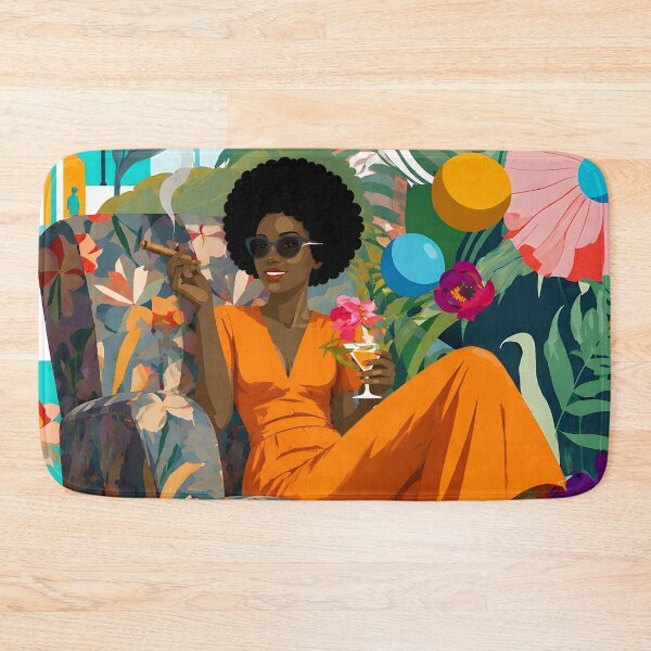 Item preview, Havana Tropical Vacation Afro Woman Cigar Print designed and sold by K Design Store.