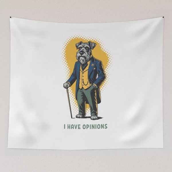 Item preview, Dapper Schnauzer Dog I Have Opinions designed and sold by AntiqueImages.