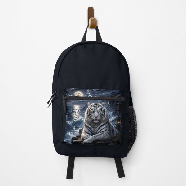 Item preview, Moonlit Sea Guardian | White Tiger Fantasy Art | Ocean Moonlight Landscape designed and sold by ManJiangHong.
