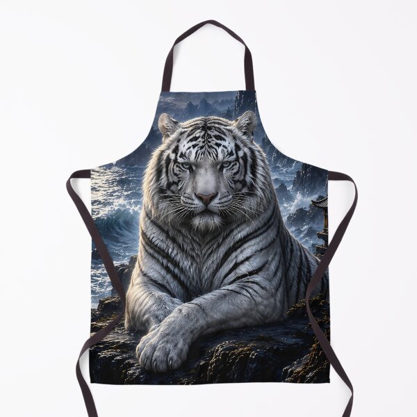 Item preview, Moonlit Sea Guardian | White Tiger Fantasy Art | Ocean Moonlight Landscape designed and sold by ManJiangHong.