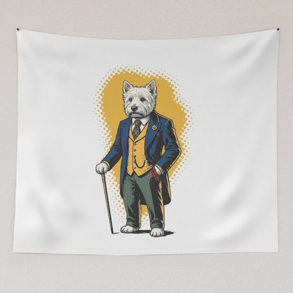 Item preview, Dapper Westie Dog Gentleman with Cane Canine designed and sold by AntiqueImages.