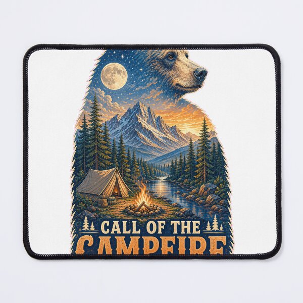 Item preview, Call of the Campfire Bear Camping Adventure Design designed and sold by CatalystAI.