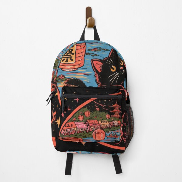 Item preview, Wall Art - Postcard - Lantern Cats: Festival by the River designed and sold by ForeverPrintsOK.